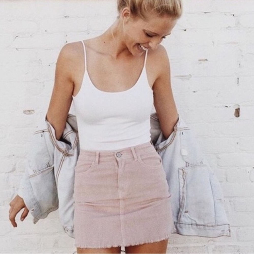 Brandy Melville Juliette Pink Corduroy Skirt